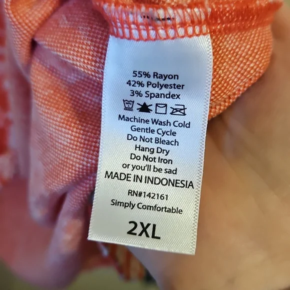 Lularoe Coral and White Floral Short Sleeve High Low Tunic Top. In EUC - Picture 4 of 5